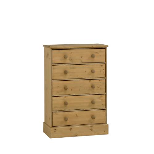 Victoria Country Waxed Pine Furniture Victoria 5 Drawer Wide Chest