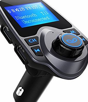 VicTsing FM Transmitter, VicTsing Car MP3 Player FM Transmitter Bluetooth Handsfree Car Kit Wireless Radio Audio Adapter with Dual USB 5V 2.1A USB Charger, 1.44 Inch LCD Display, 3.5mm Audio Port, TF Card Slot