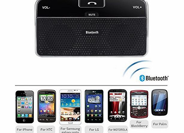 Multipoint Bluetooth 4.0 In Car Kit Hands-Free Speakerphone Clip Music Receiver + Car Charger for iPhone 5, 5S 5C, iPhone 4 4S, Samsung Galaxy S5, Galaxy S4, Note 2, Note 3, HTC One M7 M8, Go