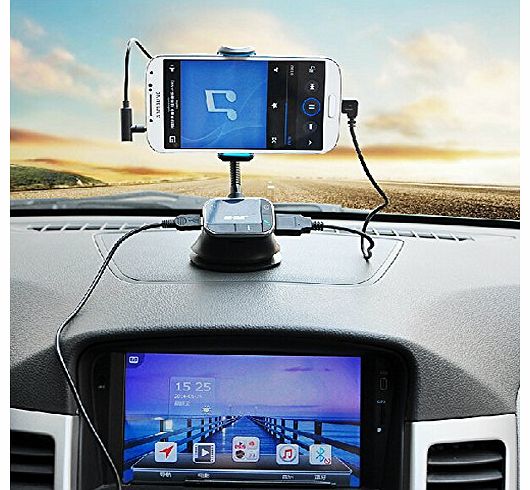 VicTsing Smartphone Car Kit Car Mount holder   USB Charger   FM Transmitter   Handsfree with Micro SD/TF Card Reader Slot for iPhone 6 / 6 Plus 5S 5C 5 4S 4 iPod Touch MP3 Samsung Galaxy S3 S4 S5 Note