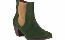 Green suede cowboy ankle boots