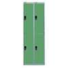 Nest Of Two 2-Door Lockers-Grey With Green Doors