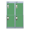 Nest Of Two 4-Door Lockers-Grey With Green Doors