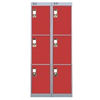 Viking Nest Of Two 6-Door Lockers-Grey With Red Doors