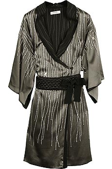 Pearl print silk kimono