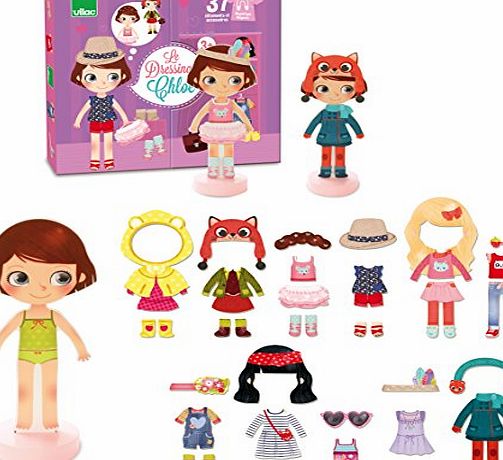 Vilac Chloes Dressing Little Wooden Magnetic Doll To Dress Up (42-Piece)