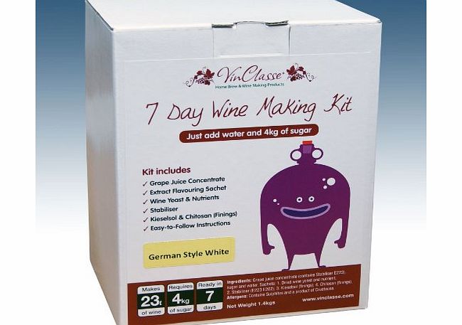Home Brew & Wine Making - VinClasse German Style White Wine 7 Day (Sugar Required) Ingredient Kit For 30 Bottles