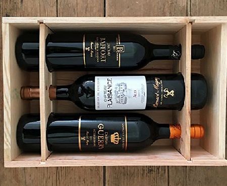 Vins de Bordeaux 3 Bottle French Wooden Wine Box Gift, Luxury Hamper, Christmas Present, Corporate Gift, Valentines Gift