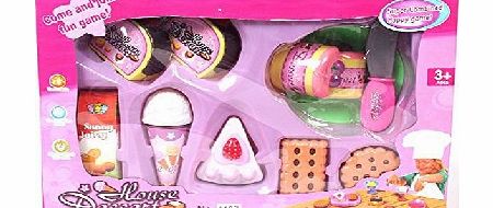 Vinsani House Dessert Pretend Play 11 Piece Kids Childrens Cakes Food Play Set