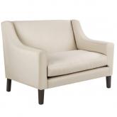 vintage 2 seater Sofa - Dorchester Linen Flock Cream - White leg stain