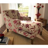vintage Chaise Longue - Cream Chenille - Light leg stain