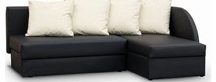 Viola Black Faux leather Corner Sofa Bed - Viola