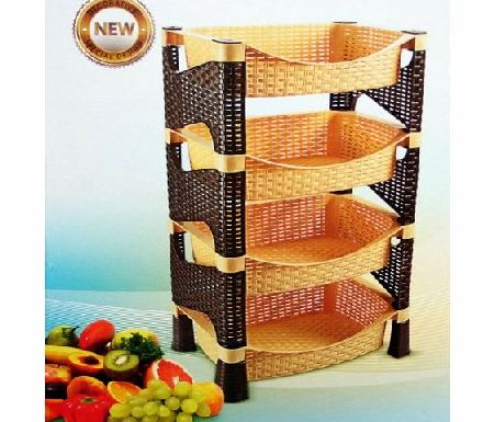 Galaxy HQ Light Brown & Dark Chocolate 4 Tier Plastic Fruit Vegetable Kitchen Storage Rack Trolley