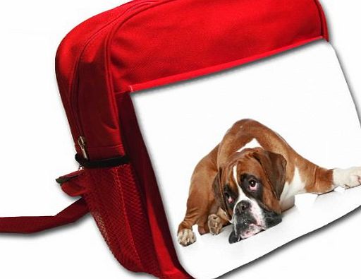 Virano Dogs 10009, Boxer, Designer Red Kids shoulder Backpack/ Rucksack/School Bag.