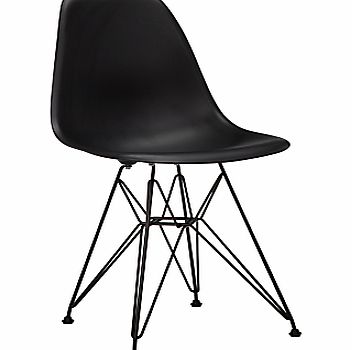 Vitra Eames DSR Side Chair, Black with Black Base