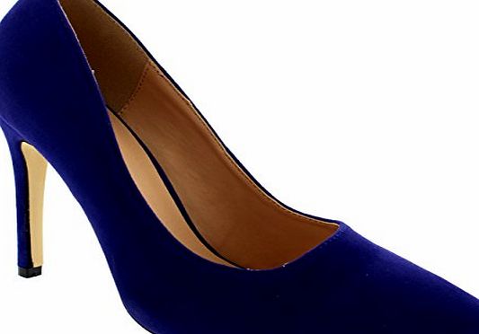 Viva Womens Smart Low Mid Heel Office Work Court Shoes Pointed Toe Ladies - Colbolt Blue - 7 - 40 - CD0260M