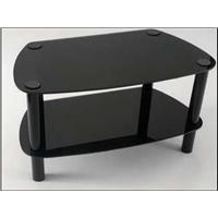 TV Stand 2 Tier Glass Stand Piano Black Finish Up to 42
