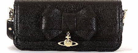 Vivienne Westwood Bow Leather Black Clutch Bag