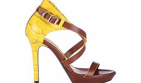 Canary yellow leather heeled sandals