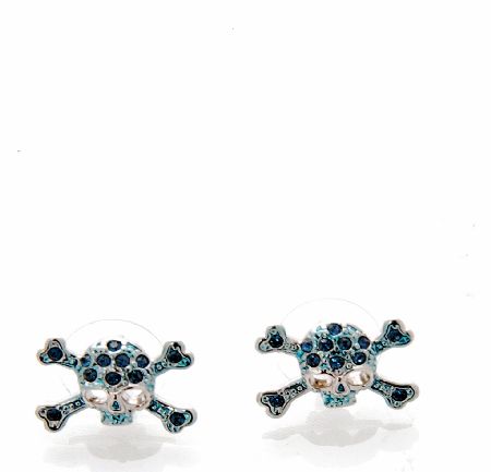 Vivienne Westwood Diamante Skull Earrings Blue