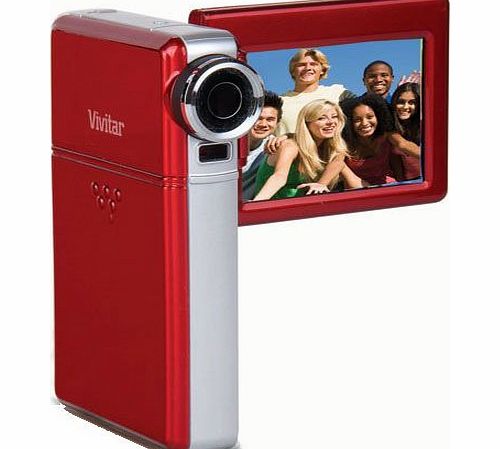 Vivitar Ultra Silm Compact HD Video Camcorder Vivitar DVR975HD 12.1 Megapixel Digital Camera 2.7`` Screen, Li-Ion Battery with Charger (Red)