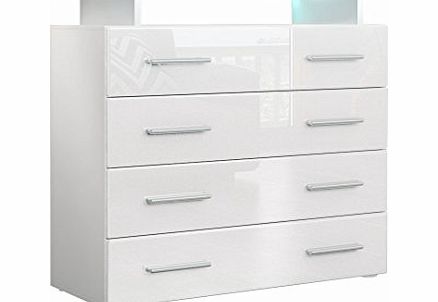 Vladon Chest of Drawers Cabinet Pavos V2 in White / White High Gloss