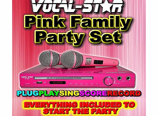 Vocal-Star Pink VS-600 Karaoke Machine With 2 Microphones and 300 Songs including One Direction, Adele, Pink