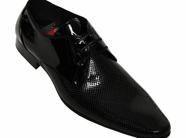 Voeut Mens Peiro Patent Leather Shoes,UK 10,Black