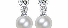 0.8cm pearl and crystal earrings