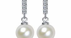1cm pearl drop and crystal earrings