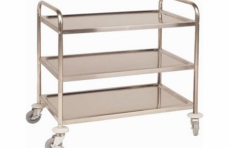 Vogue Clearing Trolley - 3 tier. Size: 810(l) x 455(w) x 855(h)mm.
