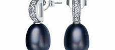 Crystal and black freshwater pearl earrings