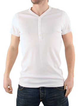White Matt Y-Neck T-Shirt