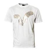 White T-Shirt with Gold Printed Logo