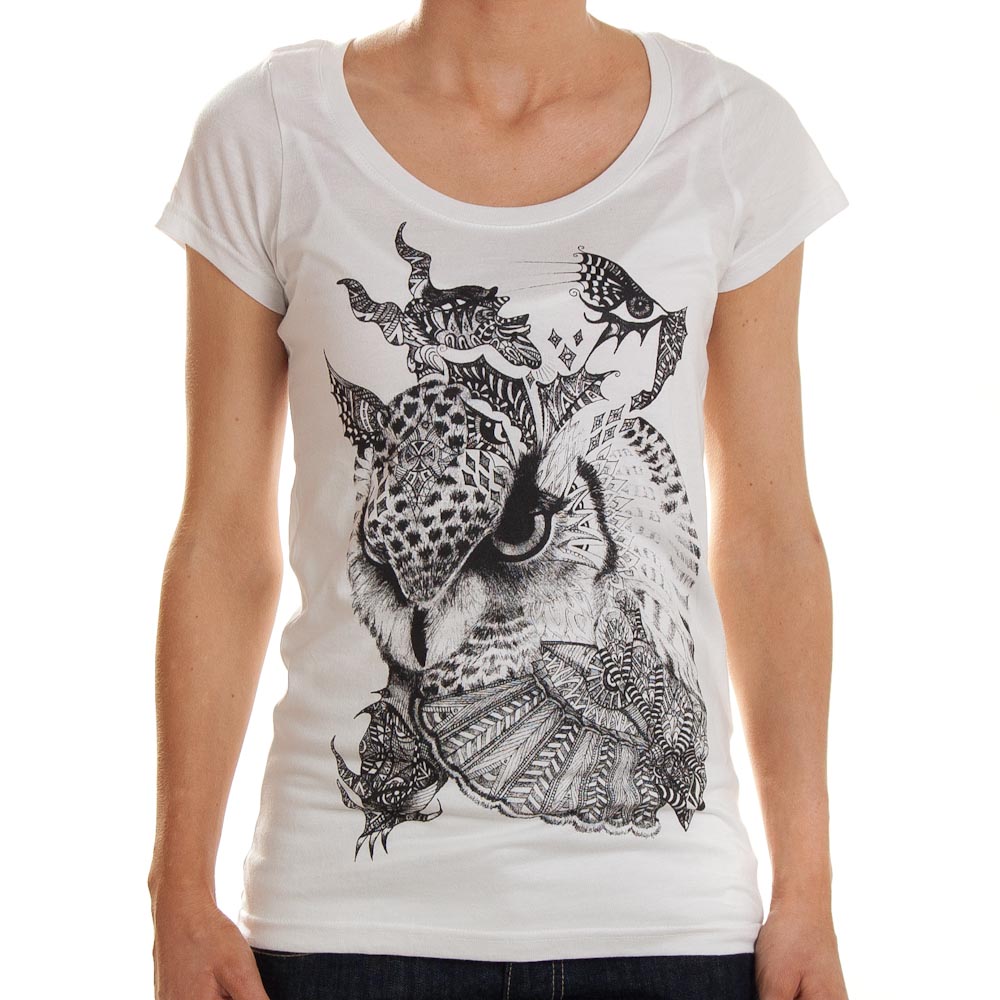 Ladies Volcom T-Shirt - FA Skullux Owl - White
