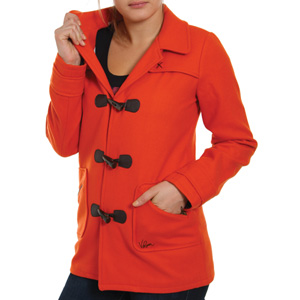Volcom Ladies Olive Pea coat - Spicy Orange