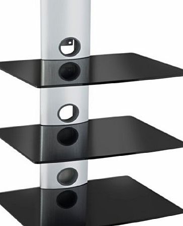 by Designer Habitat 3 x Floating Black Glass Shelves Mount Bracket for DVD/Blu-Ray Player, Satellite/Cable Box, Games Console