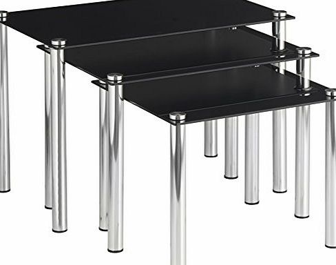 Nest of Tables - 3 Modern Tables with Tempered Glass Tabletops and Chrome Legs. New & Improved Model