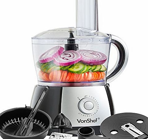 2.5L Powerful Food Processor Blender Chopper Multi Mixer 700W Black - 10 Speed and Pulse Action + FREE Juicer Attachment