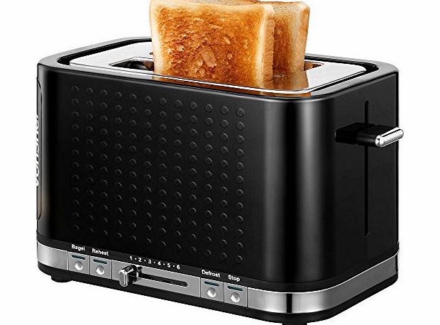 VonShef Premium 1000W 2 Slice Black Gloss Wide Slot Toaster with Slide Out Crumb Tray