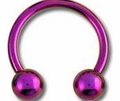 Pink Anodized Titanium Tragus / Earlob Ring w/ Two Balls - Body Piercing & Jewellery - Size: 1.2mm/16G - Diameter: 10mm - Balls: 04mm