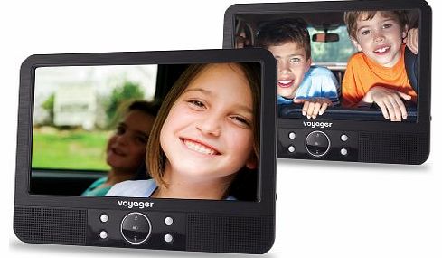 Voyager 9 inch Dual In Car Portable DVD Player with Easy Fit Mount
