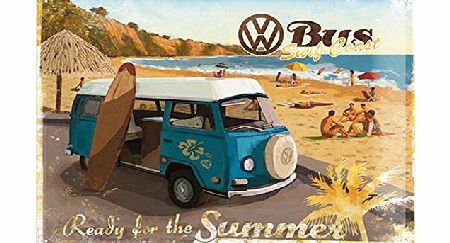 VW Camper Van Retro Tin Sign - Ready For A Hot Summer