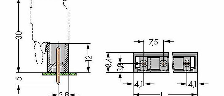 Wago 231-267/001-000 Male Solder Pins 7P Pitch