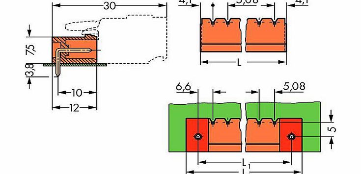 Wago 231-548/001-000 Male Solder Pins 18P Pitch