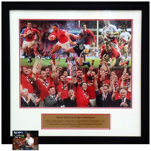 Wales 2008 Grand Slam - Framed presentation signed by Lee Bryne