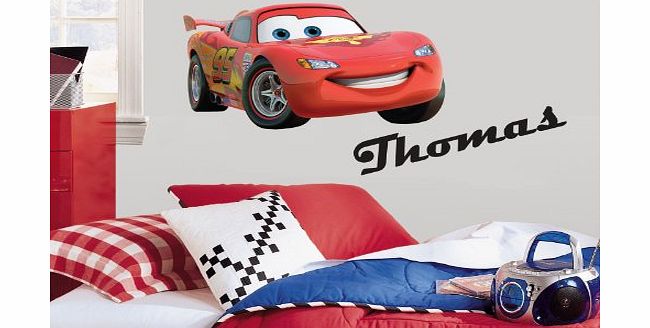 Disney Cars Lighting Mcqeen & Personalised Name Coloured Wall Art Decal Sticker Boys Bedroom (60cm x 35cm)