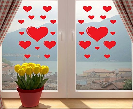 Wall Genie Valentines Day Love Hearts Window Or Wall Sticker. SINGLE USE. Self Adhesive Vinyl Decorations For Home or Shop. FAST amp; FREE Pamp;P!