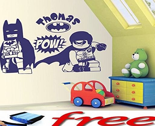 WALLSTICKA LEGO BATMAN AND ROBIN WALL STICKER, PERSONALISED WALL ART