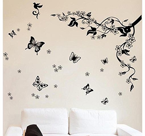 Walplus Removable Vinyl Dancing Butterflies and Tree Branch Wall Sticker Mural Decal Art